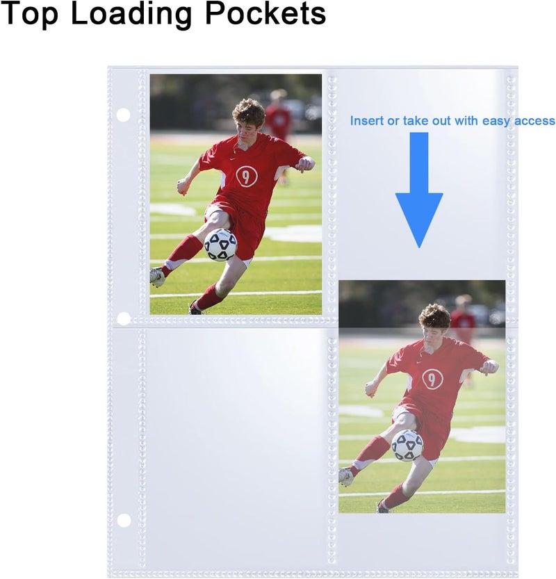WITHYU 50 Pack 400 Pockets 2.5x3.5 Trading Card Sleeves,A5 Binder 4 Pocket Card Sleeves,Double-Sided 4 Pocket 6.1x7.6 Page Protector,Ultra-Clear Game Card Sheets for A5 Mini 3 Ring Binder - Image 5